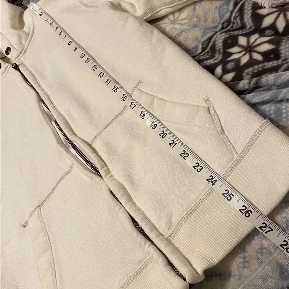 Abercrombie & Fitch Y2K Muscle Off white Full Zip up Hoodie Size Medium - Picture 11 of 13